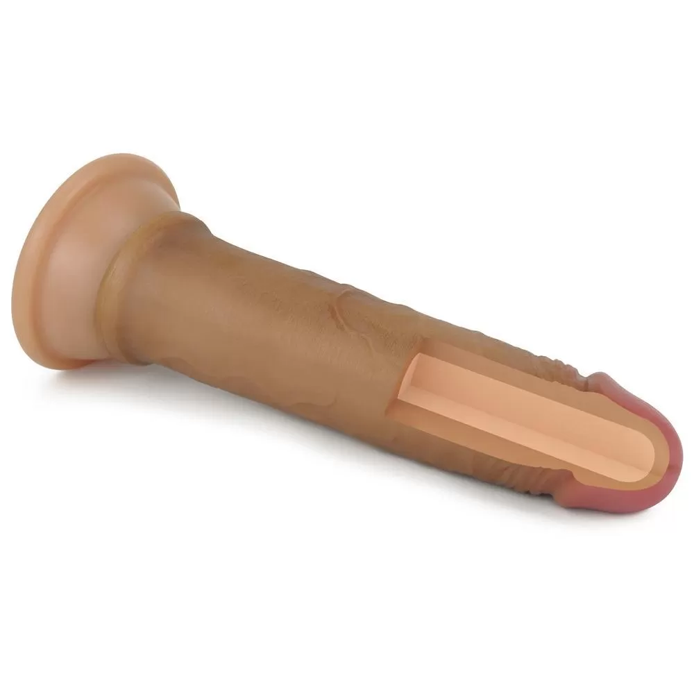 18 CM Çift Katmanlı Ultra Realistik ve Yumuşak Dokulu Anal Dildo Melez