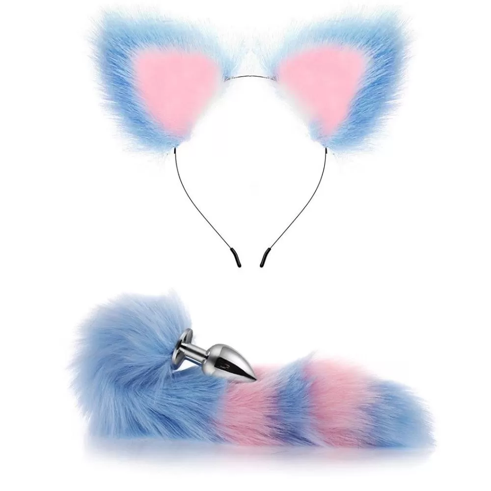 Fox Tail Cat Ear Anal Plug 40 CM Tilki Kuyruklu Anal Plug Kedi Kulaklı