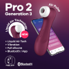 Satisfyer Pro 2 Generation 3 Sıvı Hava Teknolojili Telefon Kontrollü Meme Ucu ve Klitoris Emiş Vibratörü